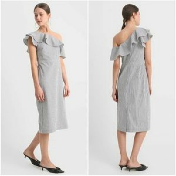BR Seersucker One Shoulder Dress - Picture 2 of 15